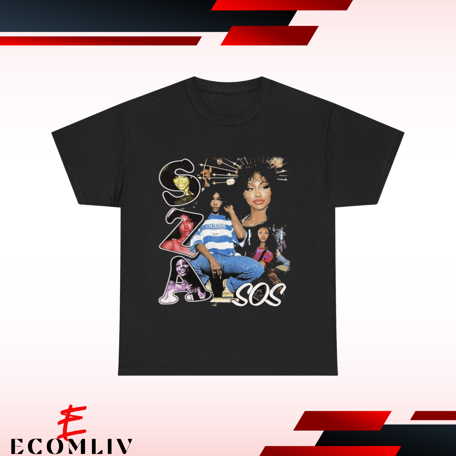 Sza Guess Sos T-Shirt, Album Inspired Graphic Tee For Fans Retro Aesthetic